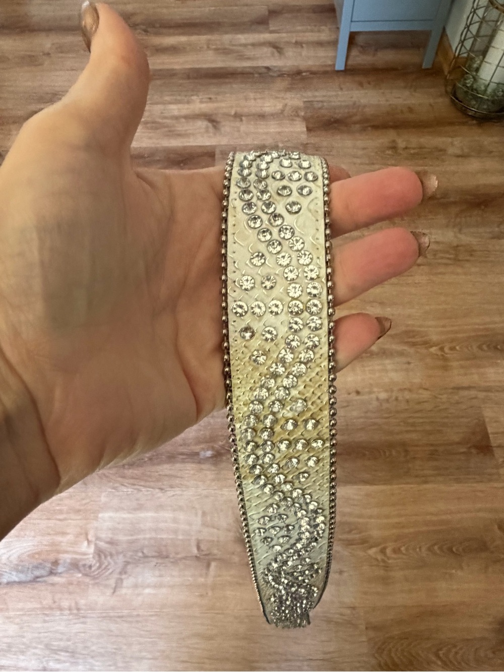 Buckle White Crystal-Studded Belt